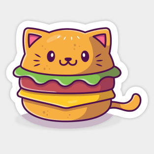 Cute Cat Burger Sticker